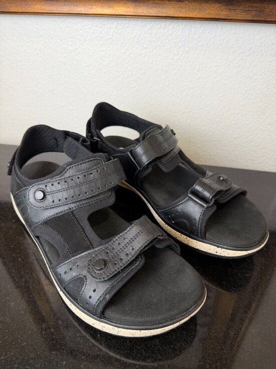 SAS Maverick Sport men’s Black Leather Sandals size 10N main image 7
